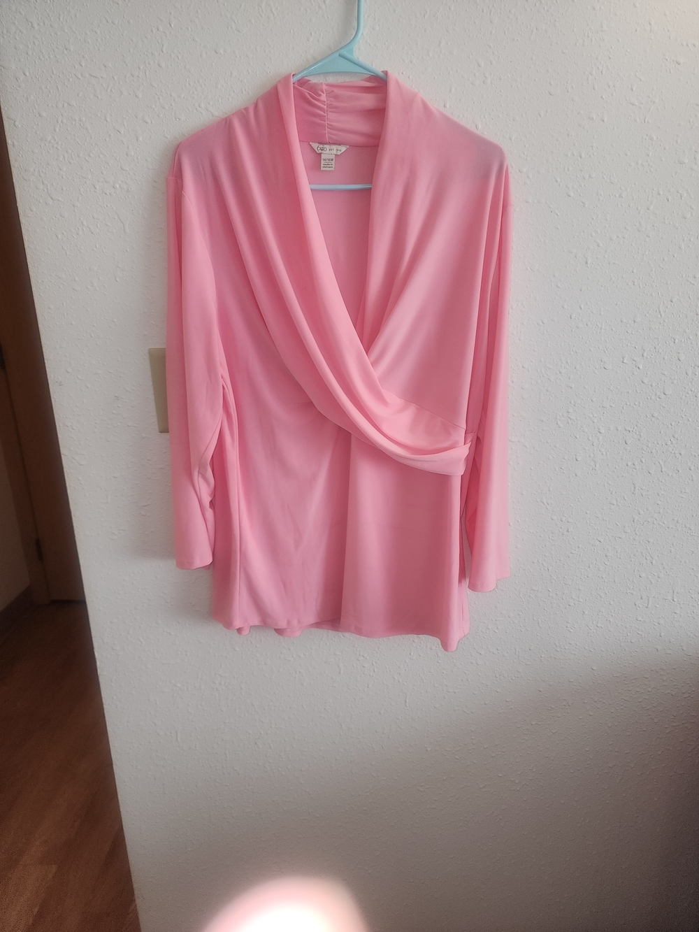 NWOT Cato Bubblegum Pink Draped Wrap Front Long Sleeve Blouse